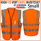 Hi Vis Viz Vest High Visibility Waistcoat With ID & Phone Pockets Yellow Orange