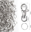 120 Pcs Chain Hoop Key Ring,  Metal Lobster Claw Clasp Swivel art craft