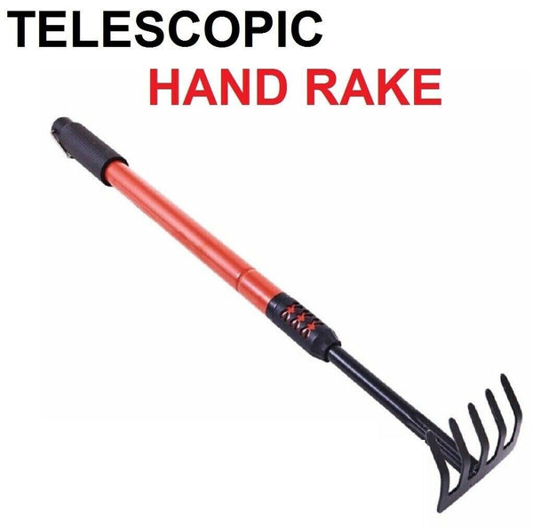 Steel Telescopic Extendable Garden Rake Tool with Soft Grip Handle