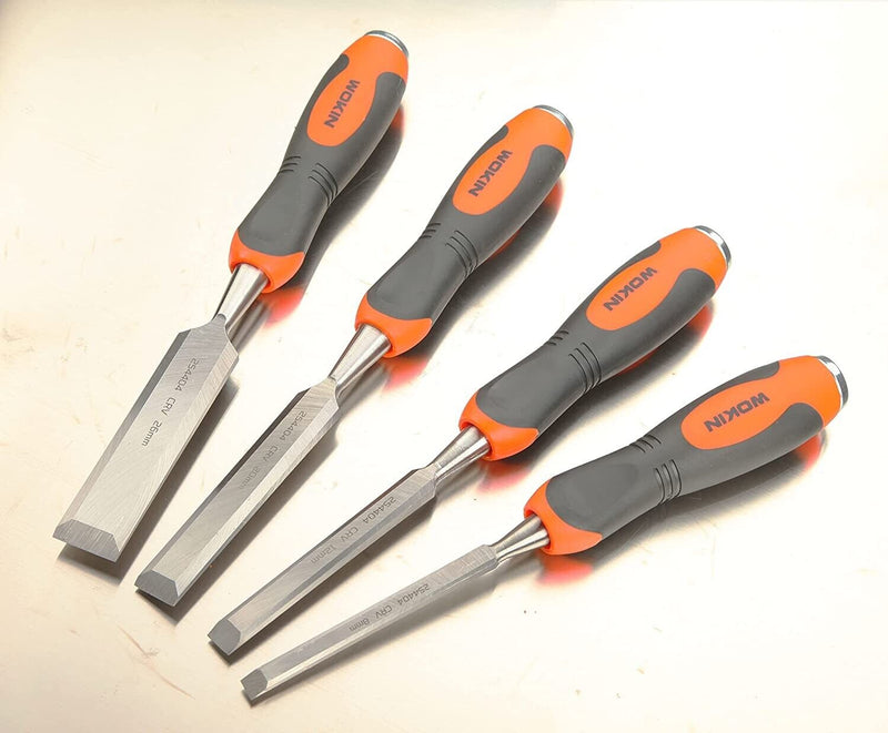4 pcs Woodworking Carpenter Chrome Chisel Sets , sharpening, cleaning while others may have rubber or plastic grip