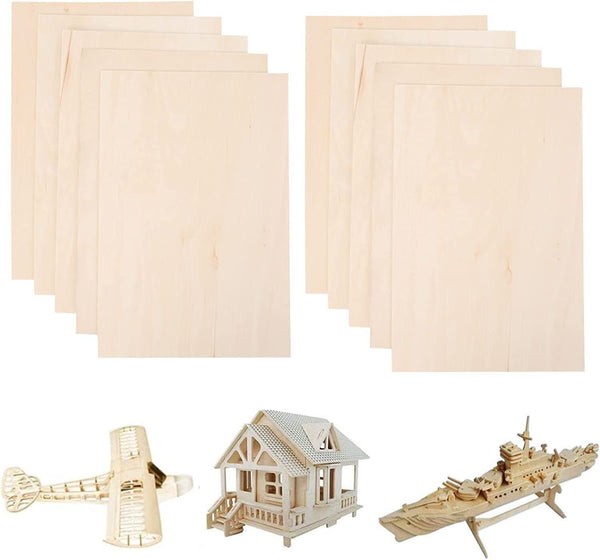 10pcs Basswood Sheets 300 x 200 x 1.5 mm Plywood Sheets Unfinished Wood Board MDF