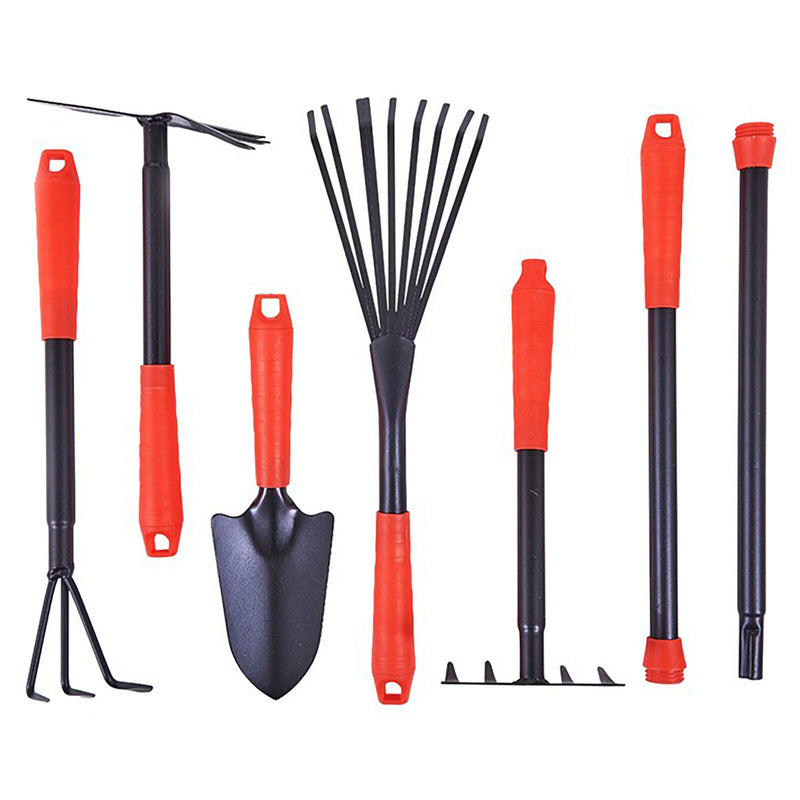 Garden Tool Kit 7 Piece Trowel Rake Fork Hoe Extended
