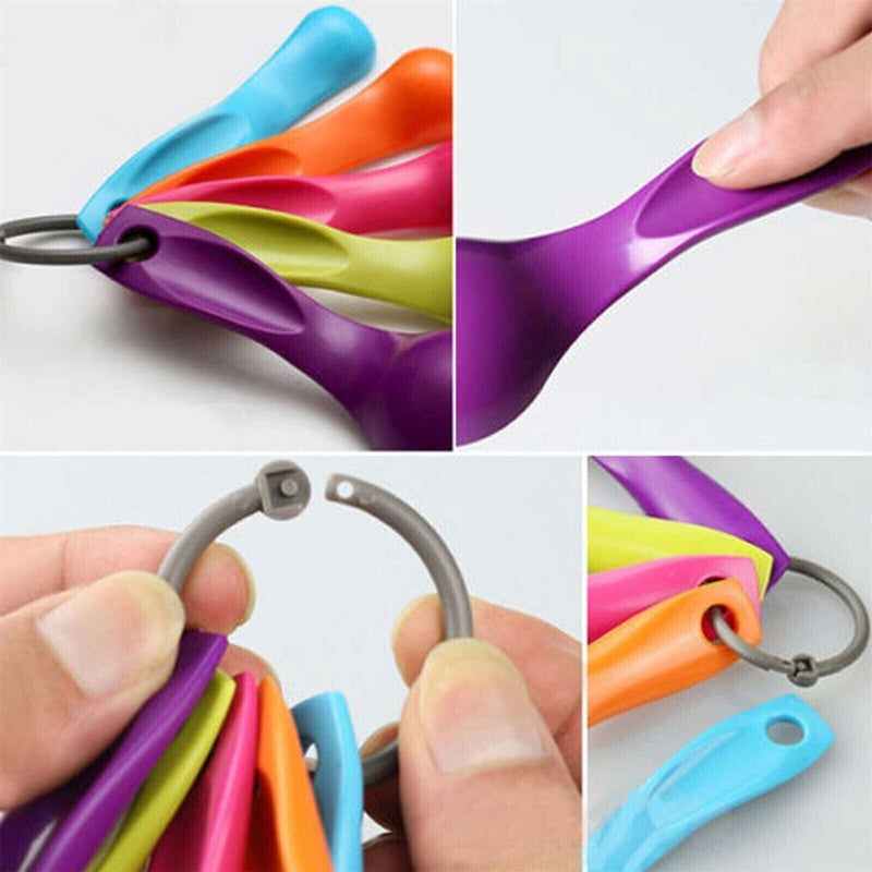 5 Pcs Multi Colour Plastic Measuring Spoons Set Perfect Kitchen Baking