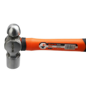 Ball Pein Hammer - 16oz Striking Tool with Forged and Machined Head & Ergonomic Fiberglass Handle