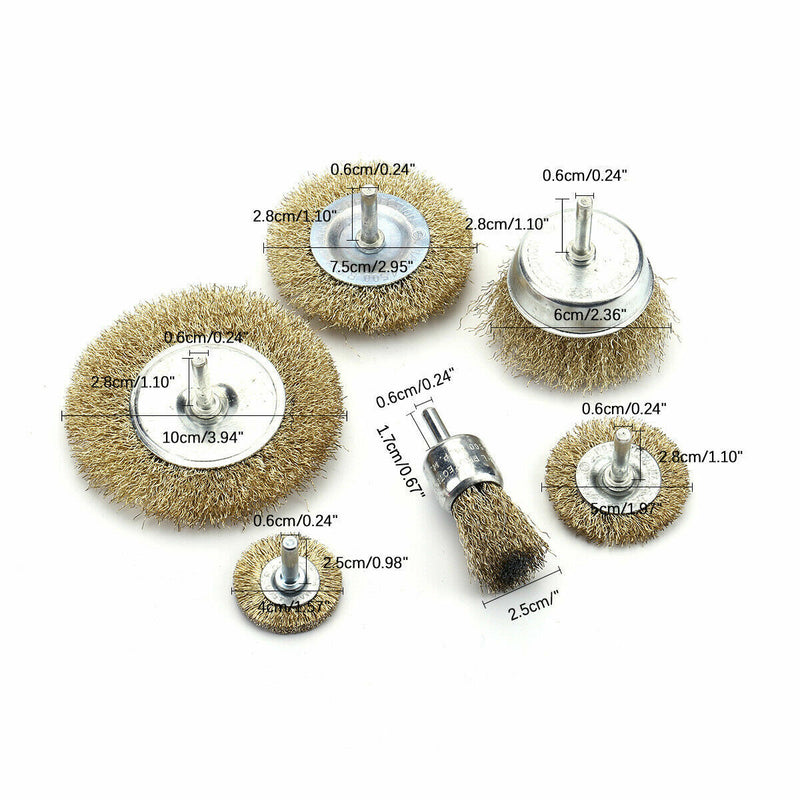 7x Heavy Duty Drill Wire Wheel Cup Flat Brush Metal Cleaning Rust Sanding Set UK