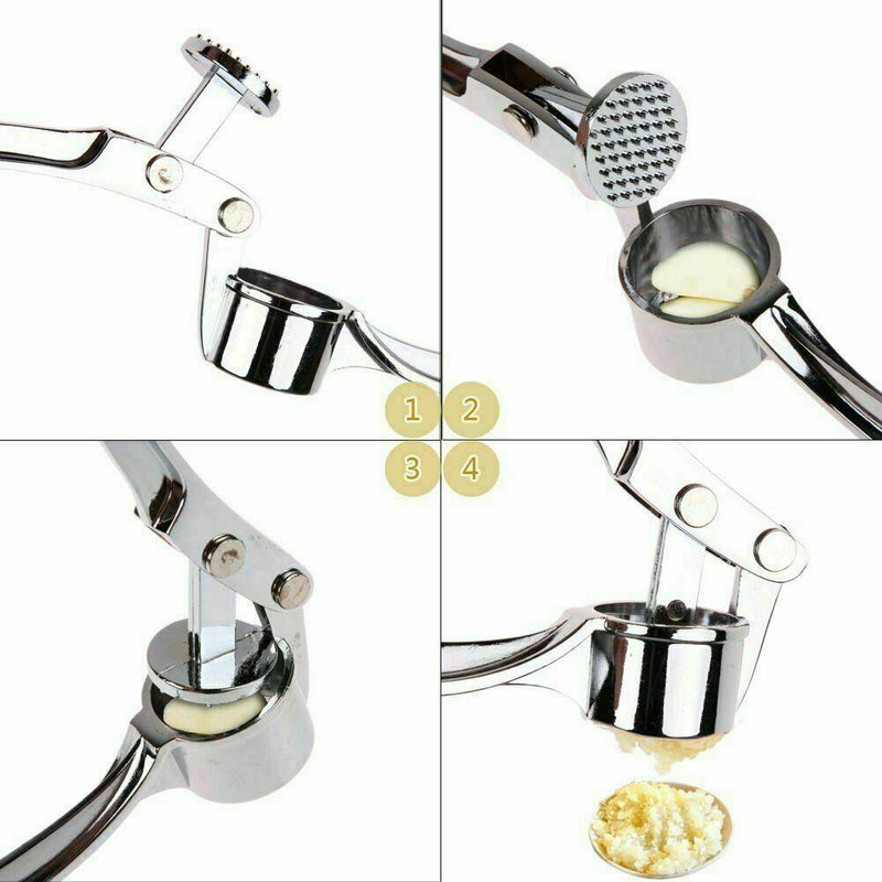 Heavy Duty Stainless Steel Garlic Squeezer Press Crusher Removable Kitchen Tool