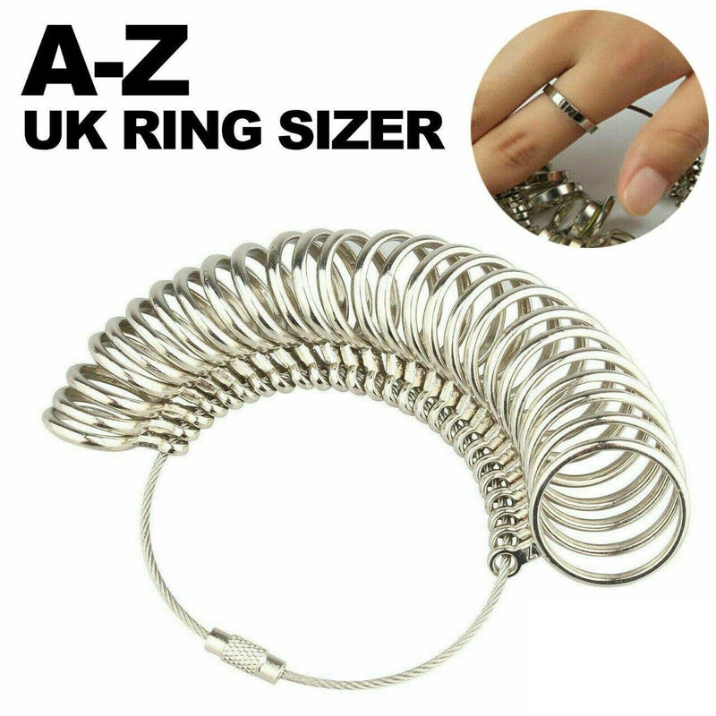 RING SIZE MEASURE UK FINGER SIZER GAUGE FOR MEN WOMEN SIZES A-Z REUSABLE SET