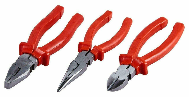 3PC SUPERIOR PLIERS SET HEAVY DUTY COMBINATION LONG NOSE WIRE CUTTER ELECTRICIAN