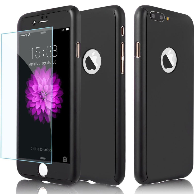 Hybrid 360° Tempered Glass Cover For iPhone 7 Plus Black