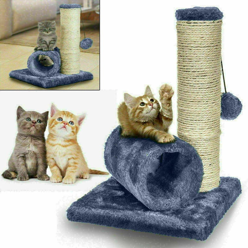 Cat Kitten Sisal Scratch Post Bed Toy With Tunnel & Mouse Pet Activity Play Fun