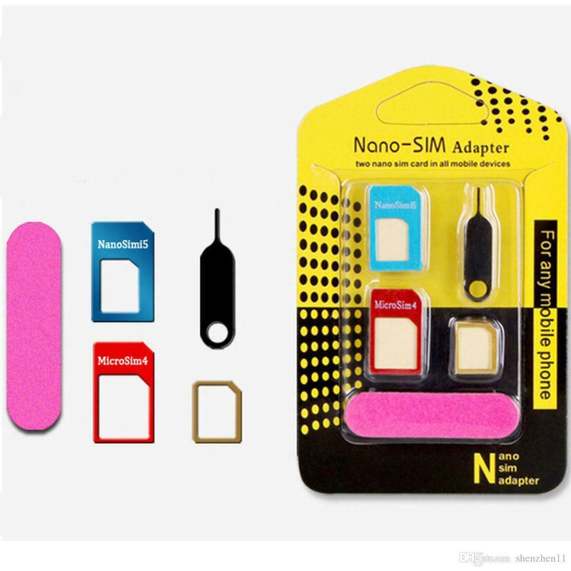 5 in 1 Nano Sim Card Adapters Micro Sim Card Standard SIM Card Adapter