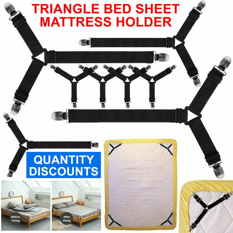 Triangle Bed Sheet Mattress Holder Fastener Grippers Clips Suspender Straps