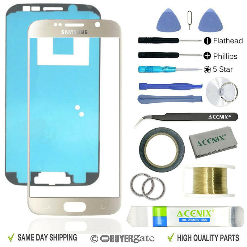 SAMSUNG GALAXY S6 Gold Replacement Screen Front Glass Lens Repair Kit+ 2mm Tape