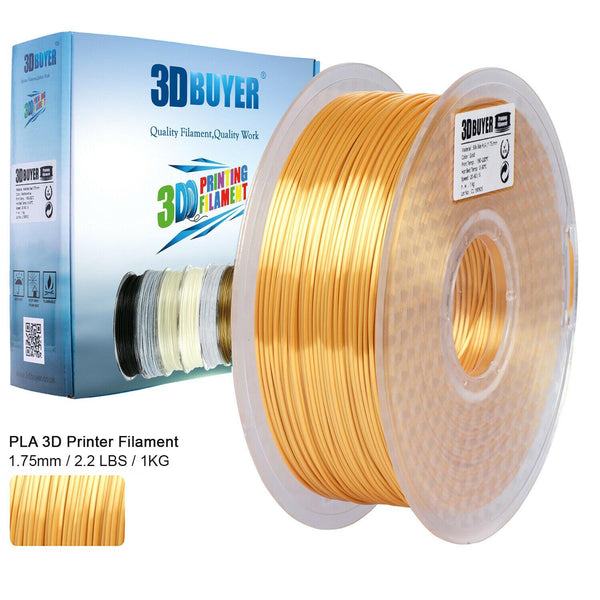 3DBUYER 3D Printer Filament, PLA 1.75mm, Silky Shiny Gold/Silver Grey, 1KG