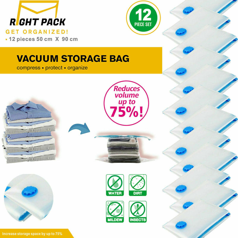 12 X LARGE SPACE SAVING STORAGE VACUUM BAGS CLOTHES BEDDING ORGANISER UNDER BED