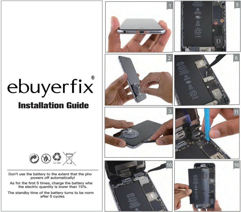 ebuyerfix Genuine Battery Replacement for iPhone 6 1810mAh with Tools kit
