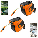15m Auto Retractable Wall Mounted Water Hose Reel Watering Spray With Fittings