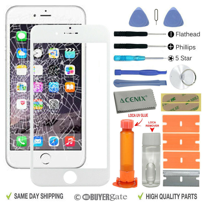 Apple iPhone 6 ( 4.7 INCHES ) Front glass screen replacement repair kit WHITE UK