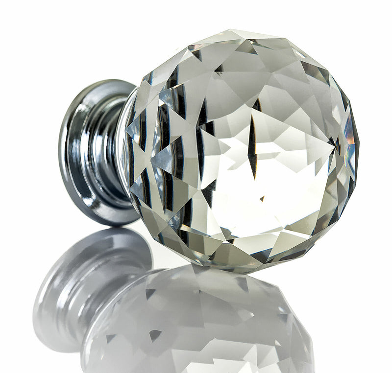 10 Crystal Glass Door Knobs Diamond Drawer Cabinet Furniture Handle Knob