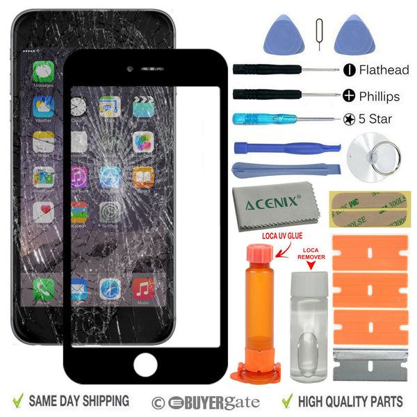 Apple iPhone 6 ( 4.7 INCHES ) Front glass screen replacement repair kit BLACK