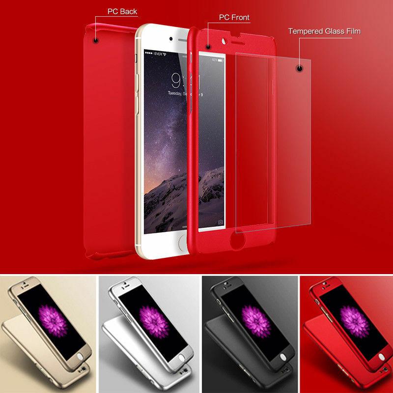 Hybrid 360 New Shockproof Case Tempered Glass Cover For Apple iPhone 7 & 7 Plus