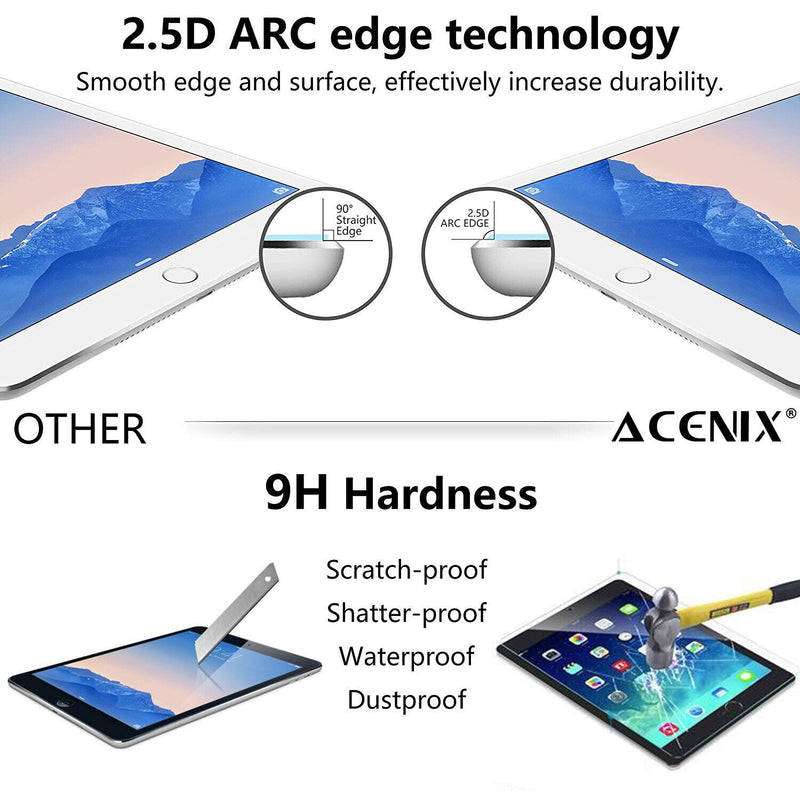 ACENIX® [2 Pack] 9H HD Tempered Glass Screen Protector For Apple iPad 5/6 9.7''
