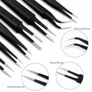 8 pcs ESD Safe Anti-Static Stainless Steel Tweezers