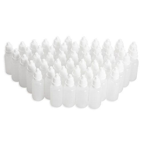 50 Pcs 5ml White Plastic Squeezable Dropper Bottles